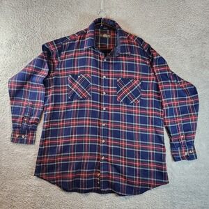 Elk Mont Comfort Fit Flannel Button‎ Up Shirt Mens 2XLT Plaid Acrylic Workwear